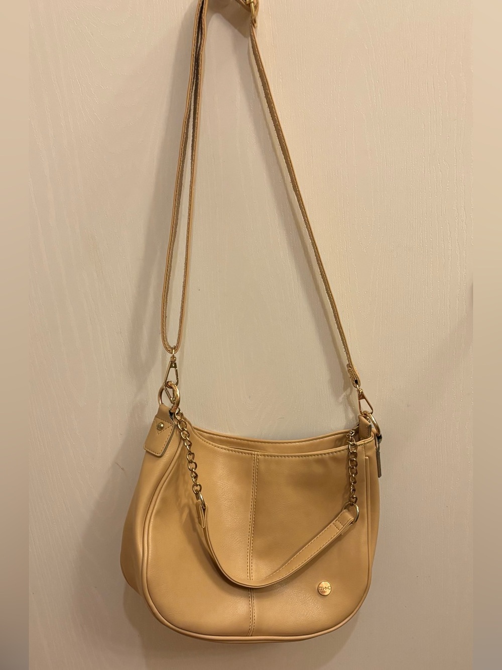 Modern+Chic Classic Tan Leather Crossbody Shoulder Bag